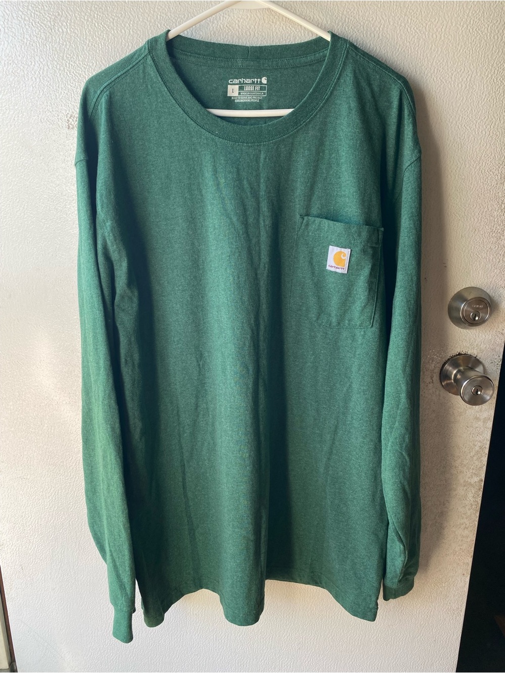Carhartt Men's Long Sleeve Pocket Tee in Forest Green